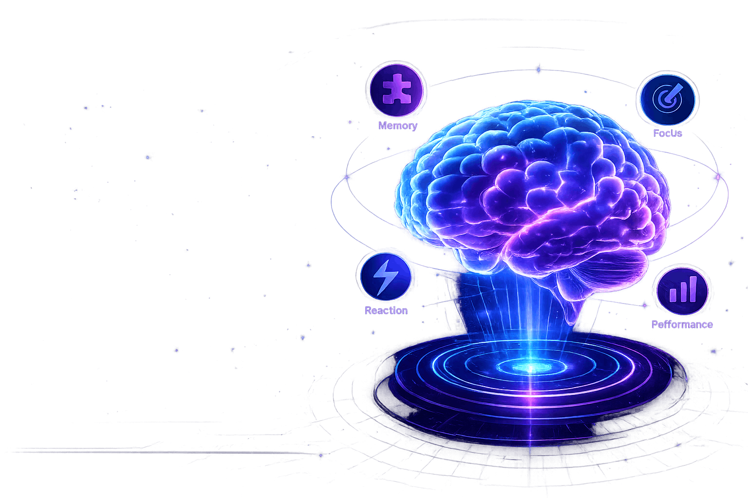 Brain age test illustration showing memory, focus and cognitive performance